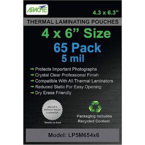 Apache Laminating Pouches 5 mil, for 8.5 x 11 inch Letter Size Paper 9 x 11.5 inch Sheets, 100 Pack