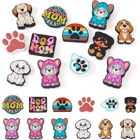 12Pcs Cute Dog Silicone Beads for Beadable Pens, Puppy Dog Silicone Focal Beads for Keychain Making, Pet Dog Animal Rubber Spacer Character Beads for DIY Bracelet Lanyard Hang Ornament