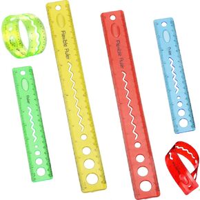 20CM/8INCH 30CM/12INCH Unbreakable Clear Rulers Dual Scale Bendable Flexible Rubber Rulers Transparent Shatterproof Straight Plastic Flexi Folding Rulers School,Classroom,or Office Kids/Adults(4PCS)