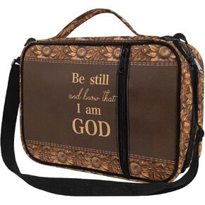 Rose Skull Bible Cover Case for Women Men Church Study Book Carrying Bag Bible Protective Case with Handle, Zipper Pocket, Shoulder Strap