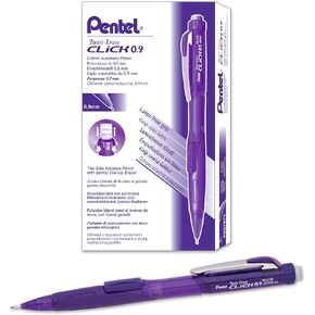 Pentel Twist-Erase CLICK Mechanical Pencil (0.9mm) Assorted Violet Barrel Colors, Color May Vary, Box of 12 (PD279TV)