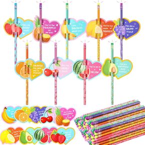 90 Sets Valentines Pencils for Kids Valentines Day Cards with Scented Pencils Valentine Gifts for Toddler Girls Boys School Classroom Exchange and Rewards Bulk Valentine's Prizes Party Favor
