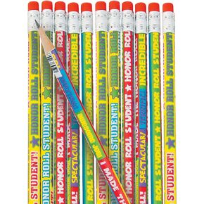 Fun Express Honor Roll Pencils - 24 Pieces - Classroom Supplies and Teacher Handouts