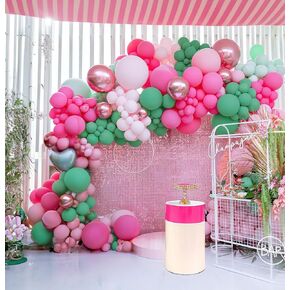 Spring Pink and Green Balloon Garland Arch Kit 151 Pcs with Heart Shape mylar Balloons for Spring Girl Baby Shower Fairy tale wonderlad wildflower theme Birthday Party Decorations
