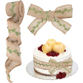 9.85ft Burlap Wired Edge Ribbon Cake Ribbon Burlap Jungle Animal Theme Ribbon Woodland Animals Decorations for Party Cake Wrapping Jungle Party Decorations