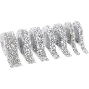 Bright Creations 7 Rolls Crystal Rhinestone Adhesive Strips for Crafts, Decor, Gifts (4 Sizes, Black)