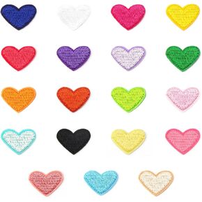 76Pcs Heart Iron on Patches,19Colors Heart Embroidered Iron on Patches Sew on/Iron on Heart Patches Small Embroidery Applique Patches for Clothing Hats Bags Jeans Backpack Shoes Repair Decoration