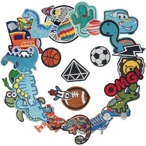 30Pcs Iron on Patches for Boys, Embroidered Applique Patches for Clothes, Hats, Jeans, Pants, Jackets, Shoes, Backpacks Repair and Decoration.