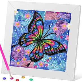 EOYDKAP Diamond Art Kits for Adults with Wooden Frame, Butterfly Diamond Art Painting Gem Art for Adults, Small Diamond Painting Kits for Beginners Art and Crafts, 7x7 inch