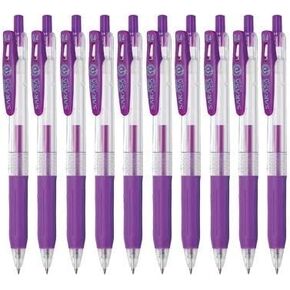 Zebra Sarasa Clip 0.4 Retractable Gel Ink Pen, Rubber Grip, 0.4mm, Purple Ink, Value Set of 10