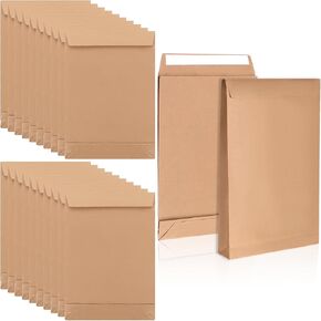 25 PCS Expandable Envelopes 9.4" x 13.2" Large Kraft Envelopes Large Mailing Envelope Catalog Envelopes Peel and Seal for Home Office Business Storage and Organizing