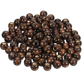 uxcell Natural Wood Beads, 500Pcs 10mm Diameter Dark Brown Round Loose Spacer Beads for DIY Jewelry Bracelet, 4mm Hole