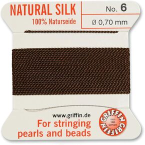 Griffin Silk Beading Cord & Needle Sz 6 Brown
