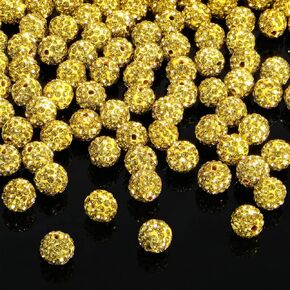 Hicarer 120 Pcs Rhinestone Beads for Jewelry Pen Making 10mm Shiny Crystal Diamond Clay Disco Ball Polymer Round Bead Bulk for Crafting DIY Bracelet Necklace(Black)