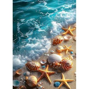 CEOVR Beach Diamond Art Kits for Adults, 5D DIY Full Drill Seashell Starfish Diamond Painting Dots Crystal Gem Art, Adult Crafts Kits Arts and Crafts, Wall Decor for Home Office 12x16inch
