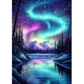 CEOVR Aurora Diamond Painting Kits for Adults, Landscape Diamond Art Dots 5D Full Drill DIY Gem Art, Adult Crafts Kits Arts and Crafts, Wall Decor for Home Office 12x16in