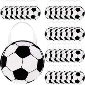 Aoriher 48 Pcs Sport Party Favor Bags 9.84x9.84'' Soccer Baseball Non Woven Sport Themed Party Goody Candy Bags for Sport Theme Party for Kids(Soccer)
