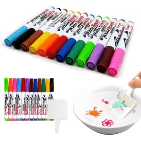 K.E.J. Magical Water Painting Pen, 12 Colors Painting Floating Marker Pens, Magic Doodle Drawing Pens Set, Doodle Water Floating Pens Erasing Whiteboard Marker Doodle Birthday Gifts(13)