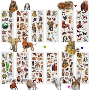 Stickers Party Supplies Kits for Toddlers, Children 3D Puffy Animal Stickers Tiger Sticker- Over 180 Stickers (Real Animal)