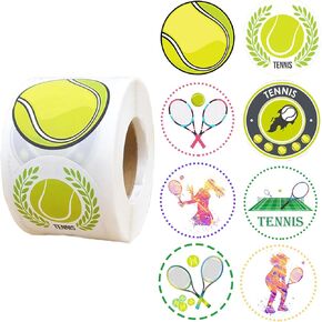 500 Tennis Roll Stickers Ball Sports Themed Party Supplies Decorations Tennis Racket Baby Shower Birthday Party Favors Decorations Supplies Decor DIY Sticker Labels