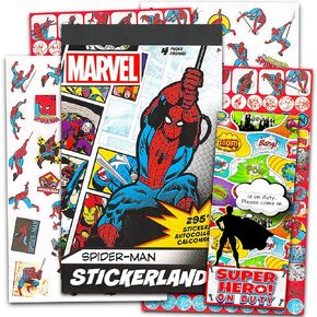 Marvel Spider-Man Stickers for Kids - 4 Sheets with Over 295 Spiderman Stickers for Crafts, Rewards, and More (Superhero Scrapbooking Sticker Sheets)