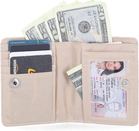 Mundi Mini Billfold Small Wallet for Women, Slim Credit Card Holder with Zipper Coin Pocket, Bifold Compact Womens Wallet with ID Window - Black in Kuwait