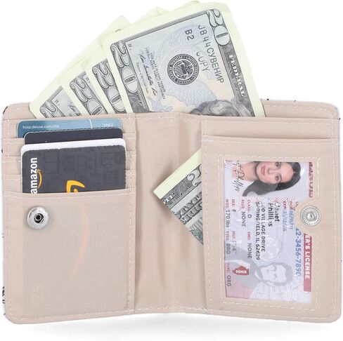 Mundi Mini Billfold Small Wallet for Women, Slim Credit Card Holder with Zipper Coin Pocket, Bifold Compact Womens Wallet with ID Window - Black in Kuwait