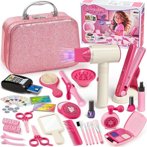 Golray Hair Beauty Salon Toys for Girls 3 4 5 6, 50 PCS Kids Pretend Play Makeup Set Toys with Hair Styling Playset & Cash Register Toy, Toddler Girls Birthday Gifts for Kids 3-6 Years Old in Kuwait