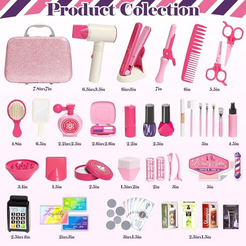 Golray Hair Beauty Salon Toys for Girls 3 4 5 6, 50 PCS Kids Pretend Play Makeup Set Toys with Hair Styling Playset & Cash Register Toy, Toddler Girls Birthday Gifts for Kids 3-6 Years Old in Kuwait