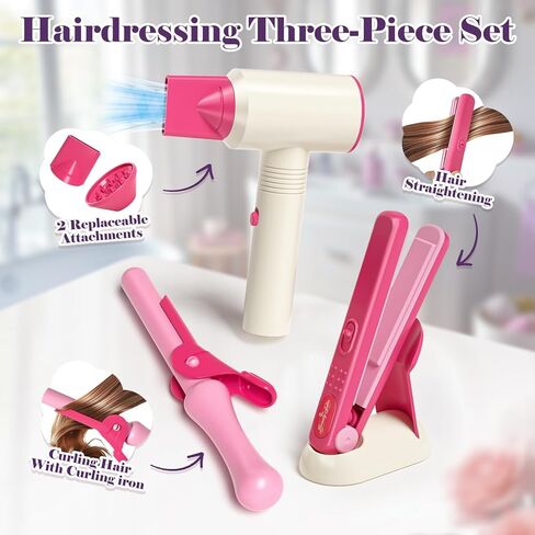Golray Hair Beauty Salon Toys for Girls 3 4 5 6, 50 PCS Kids Pretend Play Makeup Set Toys with Hair Styling Playset & Cash Register Toy, Toddler Girls Birthday Gifts for Kids 3-6 Years Old in Kuwait