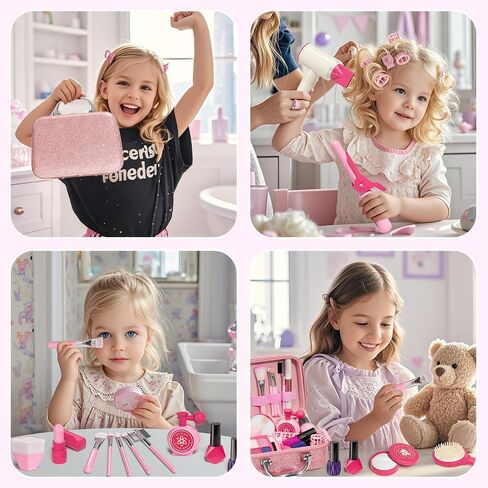 Golray Hair Beauty Salon Toys for Girls 3 4 5 6, 50 PCS Kids Pretend Play Makeup Set Toys with Hair Styling Playset & Cash Register Toy, Toddler Girls Birthday Gifts for Kids 3-6 Years Old in Kuwait