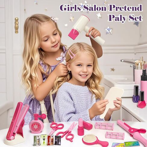 Golray Hair Beauty Salon Toys for Girls 3 4 5 6, 50 PCS Kids Pretend Play Makeup Set Toys with Hair Styling Playset & Cash Register Toy, Toddler Girls Birthday Gifts for Kids 3-6 Years Old in Kuwait