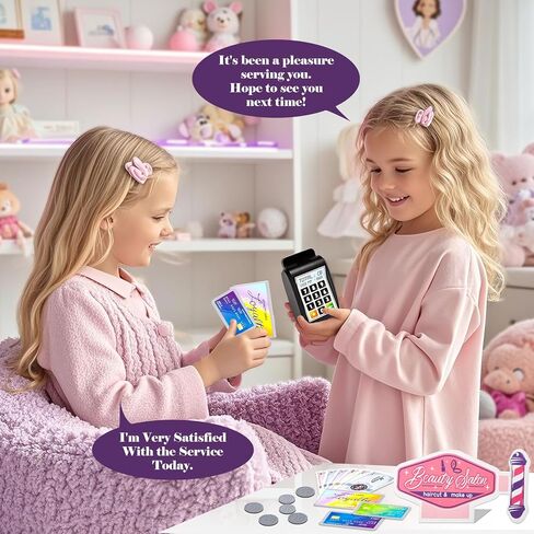 Golray Hair Beauty Salon Toys for Girls 3 4 5 6, 50 PCS Kids Pretend Play Makeup Set Toys with Hair Styling Playset & Cash Register Toy, Toddler Girls Birthday Gifts for Kids 3-6 Years Old in Kuwait