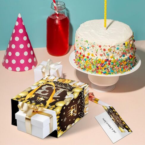 GGJGRPX Happy 13th Birthday Party Gift Bag ، 13th Sweet Birthday Decorations for Girls Boy Teen ، Favors Favors Wrapp Bag Suppies ، Withirs Birthday Gover Black Gold Bag Back Back in Kuwait