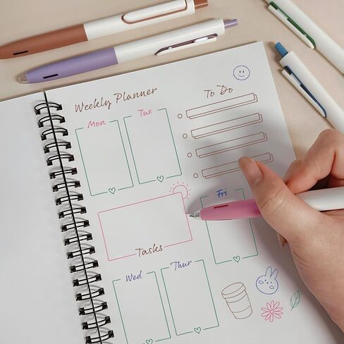 allydrew Whisper Motion Silent Retractable Gel Pen Set (5 Pack), 0.5mm Fine Point, for Home, Office, Work, Colored Ink, Emerald Sky in Kuwait