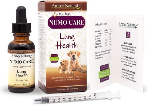 Amber Naturalz Numo Care Lung Health Amblement for Dogs | ملحق الكلاب العشبية لدعم الشعب الهوائية وصحة الرئة التنفسية | 1 زجاجة زجاجية أوقية السائل | تم تصنيعها في الولايات المتحدة in Kuwait
