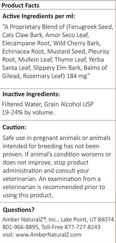 Amber Naturalz Numo Care Lung Health Amblement for Dogs | ملحق الكلاب العشبية لدعم الشعب الهوائية وصحة الرئة التنفسية | 1 زجاجة زجاجية أوقية السائل | تم تصنيعها في الولايات المتحدة in Kuwait
