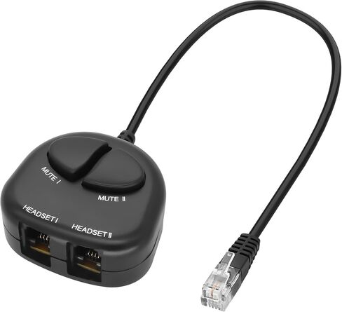 XMSJSIY RJ9 Telephone Training Adapter Selebter Sline 4P4C Phone Line Jack y Splitter Cable مع 2 أزرار كتم لمركز الاتصال -30 سم/11.8 بوصة (2 كتم) in Kuwait