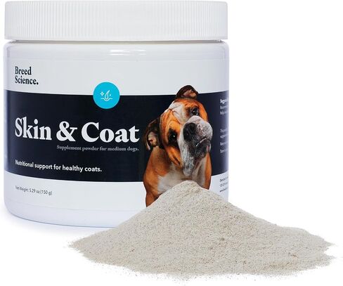 Skin and Coat Supplement Powder for Medium Dogs- Anti Allergy Treatment and Itching Relief - with Vitamins A, E and Biotin - Care Products and Shedding Control Supplements for Itchy Pets in Kuwait