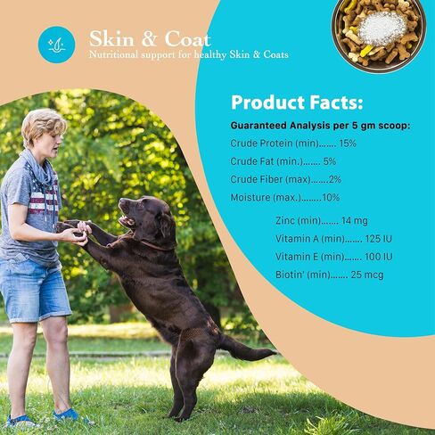 Skin and Coat Supplement Powder for Medium Dogs- Anti Allergy Treatment and Itching Relief - with Vitamins A, E and Biotin - Care Products and Shedding Control Supplements for Itchy Pets in Kuwait