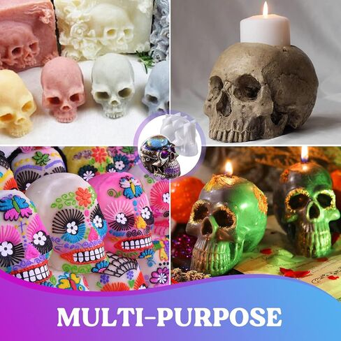 LET'S RESIN Resin Molds Silicone, 1 Pc Large Silicone Skull Epoxy Molds with 4 Pcs Small Skeleton Epoxy Resin Molds for Resin Casting Art Crafts, Candle Making, Home Decor, Pendants, Keychains in Saudi Arabia
