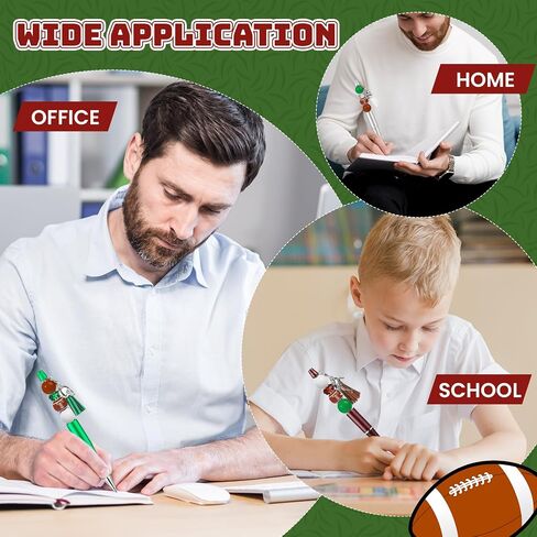 NEWEST 12 Pieces Sports Beadable Pens Plastic Baseball Bead Pens Included 48 Beads 12 Tassels 12 Pendants DIY Ball Beaded Pens Black Ink Bead Ballpoint Pen for Gifts School Office Supplies in Saudi Arabia