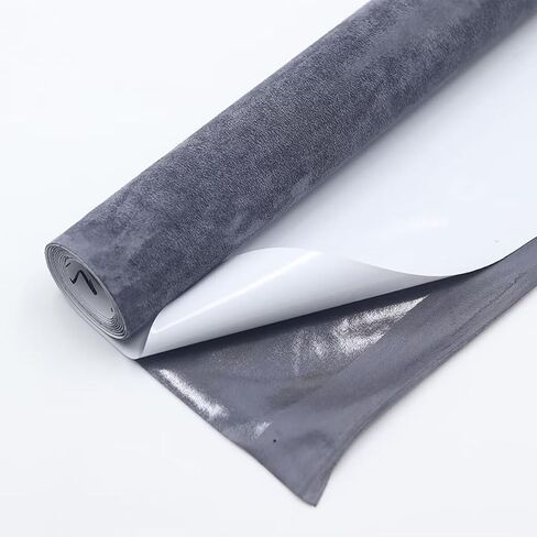 Black Faux Suede Fabric Wrap Self Adhesive Suede Sheet Film Sticker Stretch Car Interior Wrap for DIY Craft Handmade(Black,16x79 inch) in Saudi Arabia