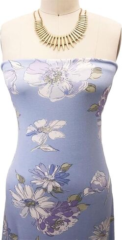 Stylish FABRIC 60" Wide Printed Large Flowers Rayon Spandex Jersey Knit Fabric by The Yard-4-Way Stretch(180GSM) Breathable-Apparel, Maternity, Headbands, Decoration & DIY, Sky Blue Lavender 3 Yards in Saudi Arabia
