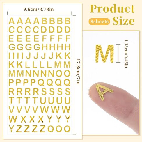 8 ملصقات رسائل ذهبية ، ملصقات صغيرة ، ملصقات أبجدية ذهبية ، ملصقات صغيرة ، ملصقات رسائل بريق صغيرة لكتاب القصاصات ، تخرج ، غراد ، كراف عيد الميلاد ، ديكورات البريدية ديي ، فني in Kuwait