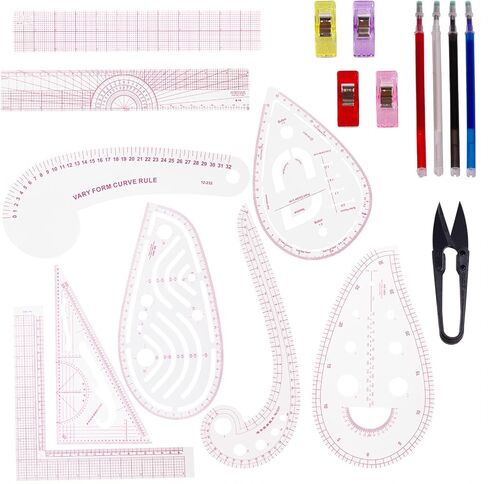 Acrylic Sewing Ruler Set，French Curve Pattern Rulers Kit for Tailors Designers Precision Pattern Making Guides Quilting and DIY Supplies (Ruler Set 4-15Pcs) in Kuwait