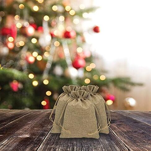 12-Pack 8x10 Natural Burlap Gift Bags w. Drawstring (Teal Blue, Large) for Party Favors, Presents or DIY Craft by TheDisplayGuys in Saudi Arabia