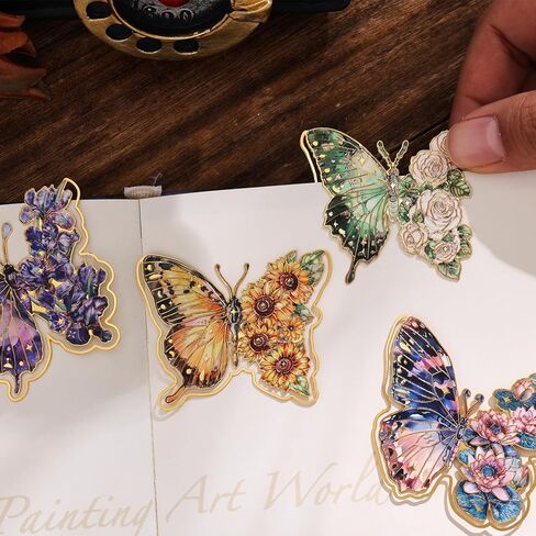 12 Pieces Metal Butterfly Bookmarks with Chain, Golden Hollow Bookmark Monet Van Gogh Oil Painting Theme Book Mark Bookmarks for Book Lovers Women Writers Readers Children Teens in Kuwait