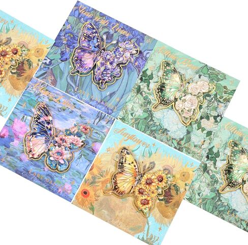 12 Pieces Metal Butterfly Bookmarks with Chain, Golden Hollow Bookmark Monet Van Gogh Oil Painting Theme Book Mark Bookmarks for Book Lovers Women Writers Readers Children Teens in Kuwait