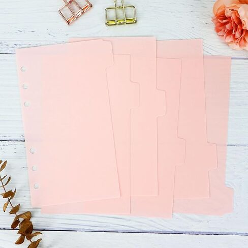 Personal A6 Dividers 6 Hole Transparent Binder Index Page Dividers with Tabs Plastic Tab Dividers with Stickers for Binders, Planner, Agenda (Clear - 2 Sets) in Kuwait